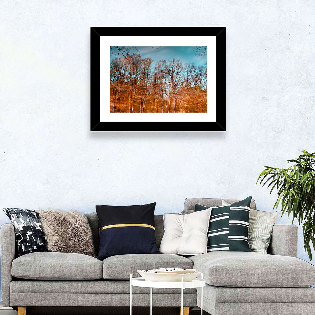 Autumn Reflection Wall Art in a room, landscape