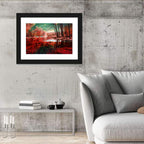 Red Forest Reflection Wall Art