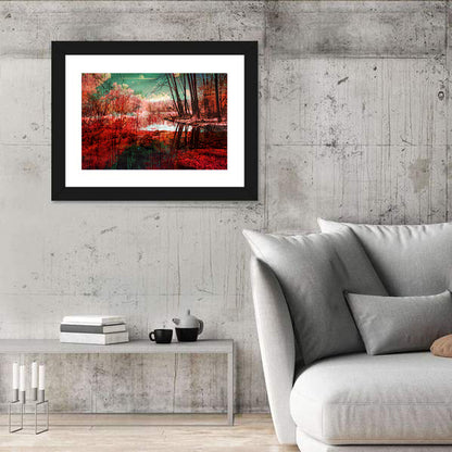 Red Forest Reflection Wall Art