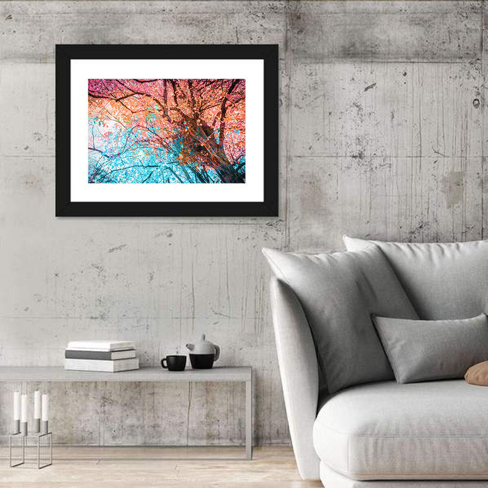 Autumn Canopy Abstract Wall Art in a room, landscape
