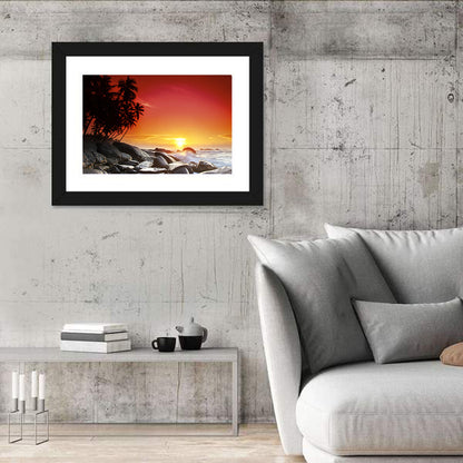 Tropical Island Sunset Wall Art