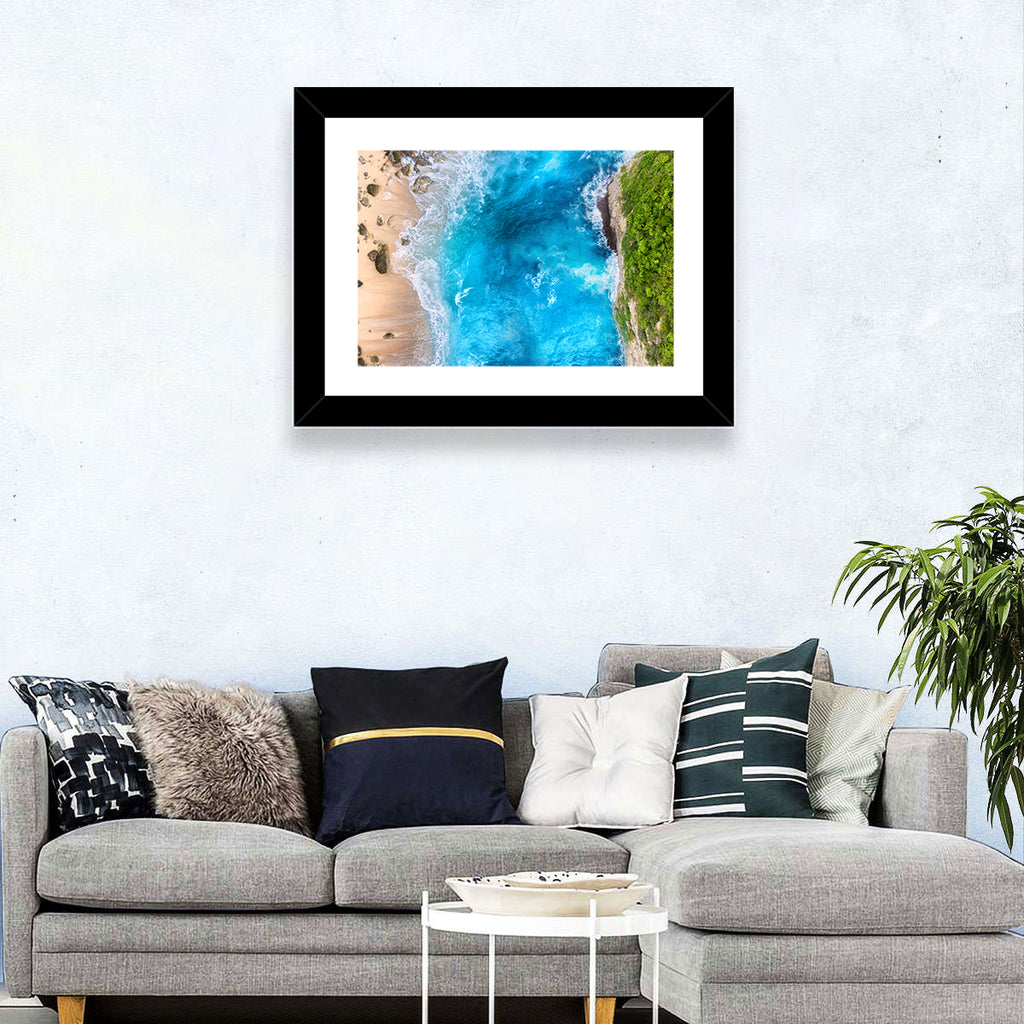 Aerial Turquoise Beach Cliffs Wall Art