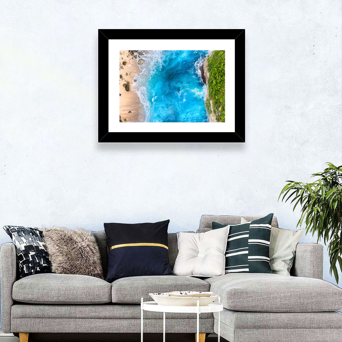 Aerial Turquoise Beach Cliffs Wall Art