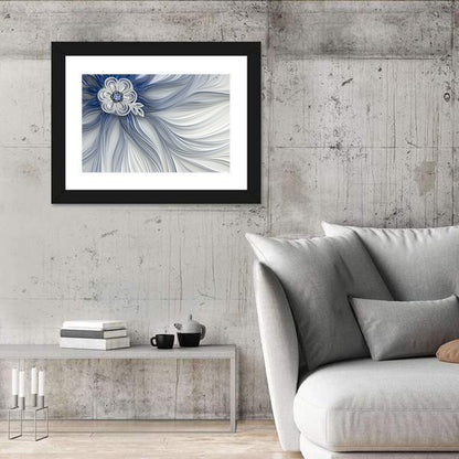 Fractal Flower with Blue Crystal Wall Art