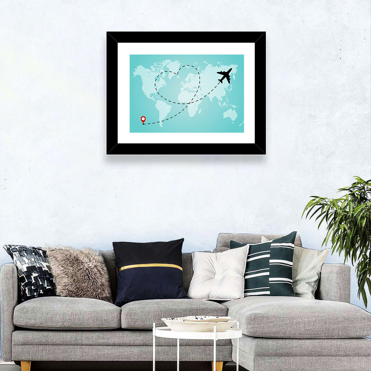 Heart Flight Map Wall Art