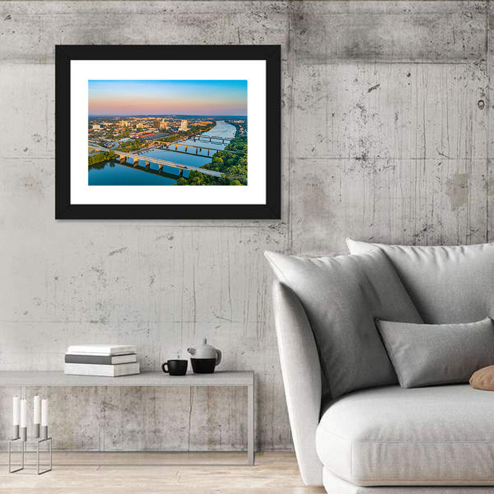 Augusta Savannah River Skyline Wall Art in a room, landscape