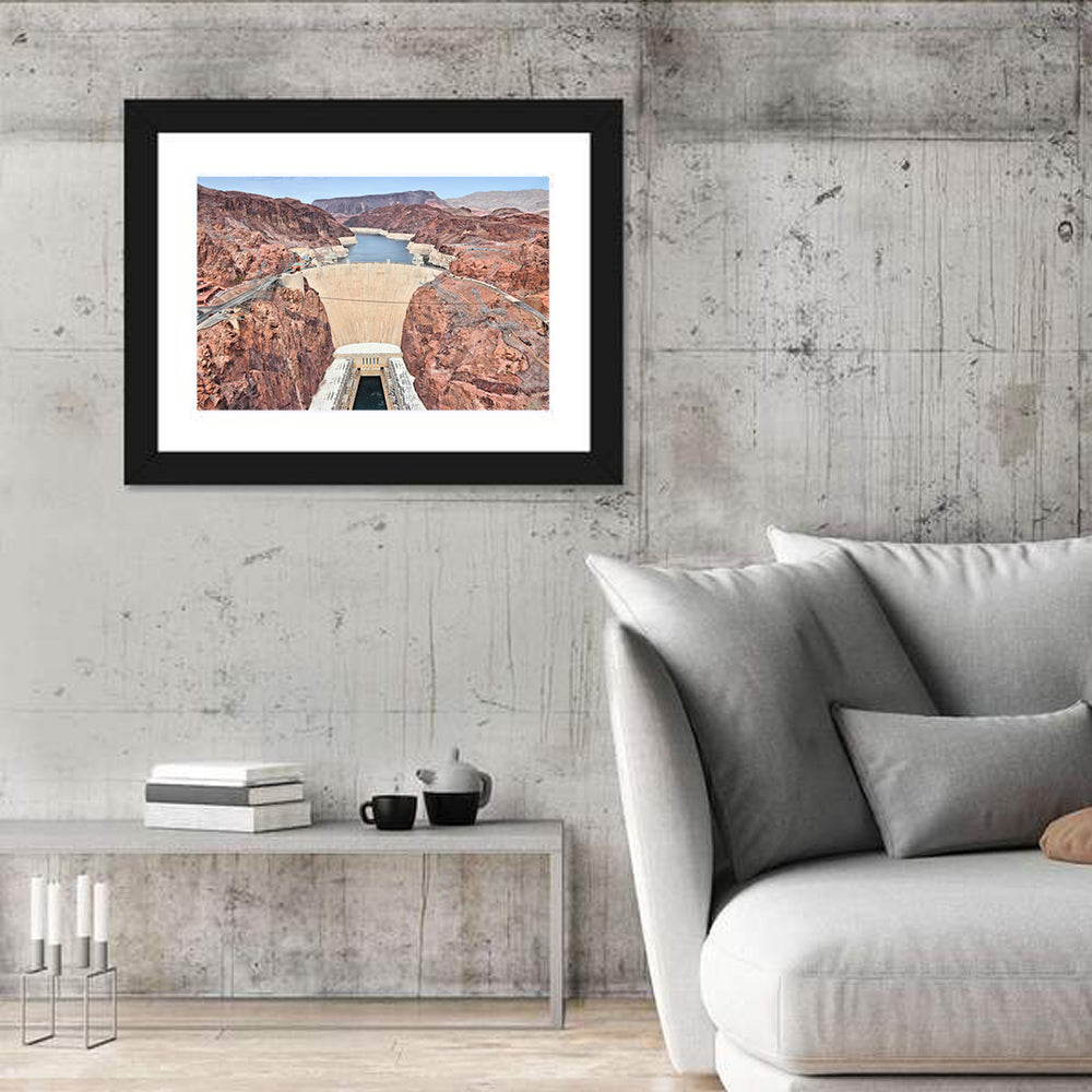 Hoover Dam High-angle View Wall Art in a room, landscape