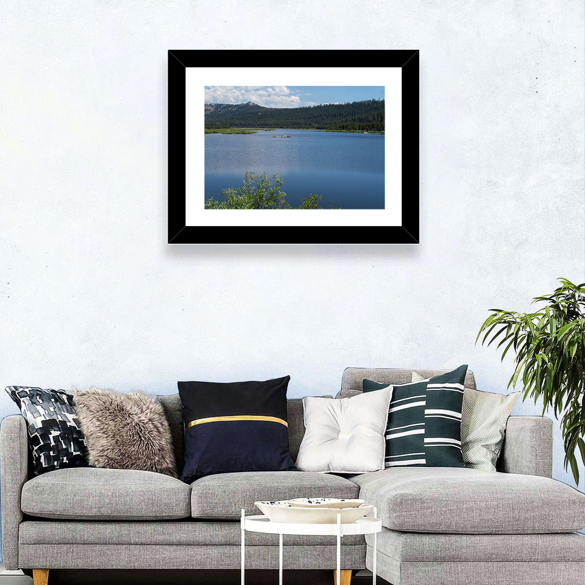 Lake Van Norden Wall Art in a room, landscape