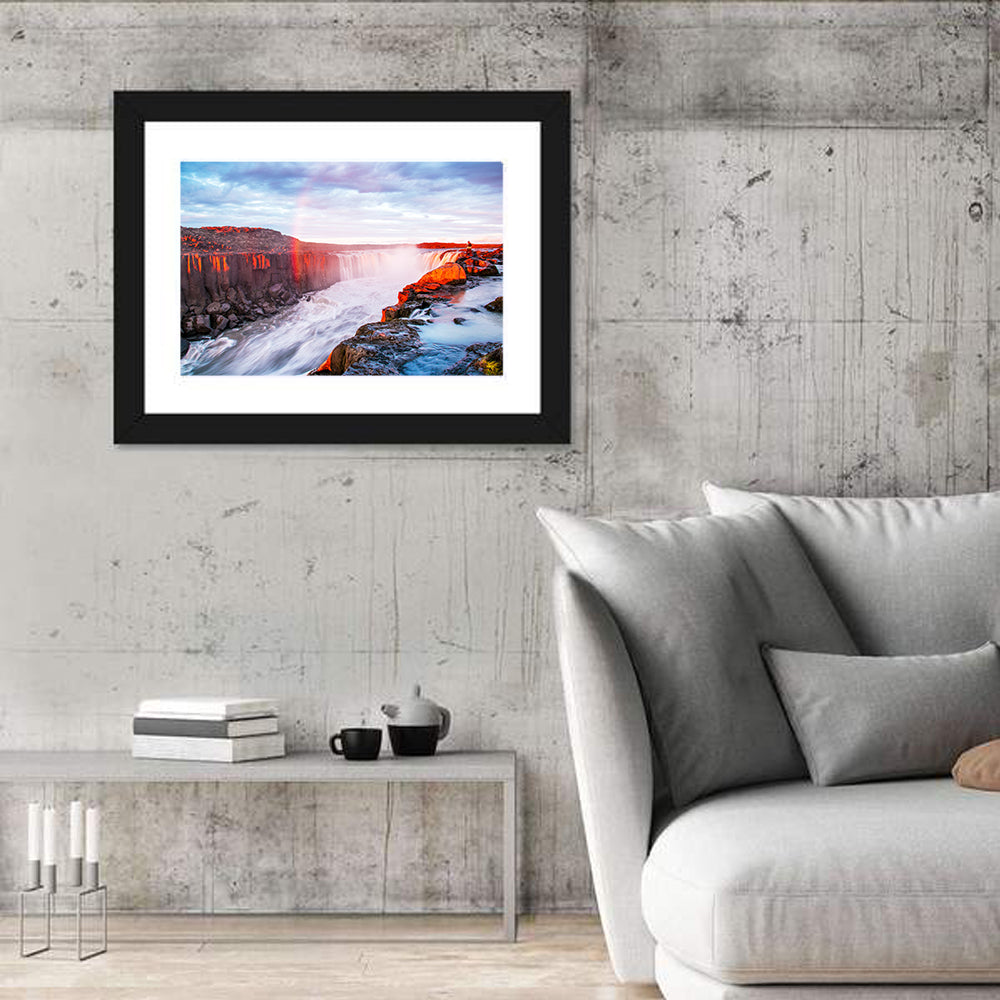 Golden Hour Selfoss Falls Rainbow Wall Art