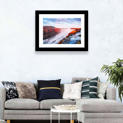 Golden Hour Selfoss Falls Rainbow Wall Art