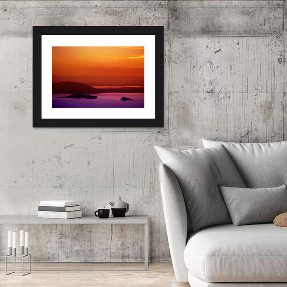 Lake Titicaca Sunset Wall Art in a room, landscape