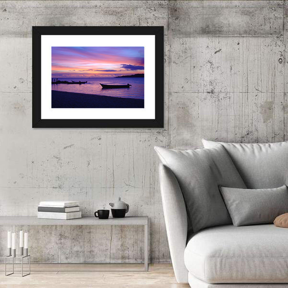 Malolo Island Sunset with Moored Boats Wall Art