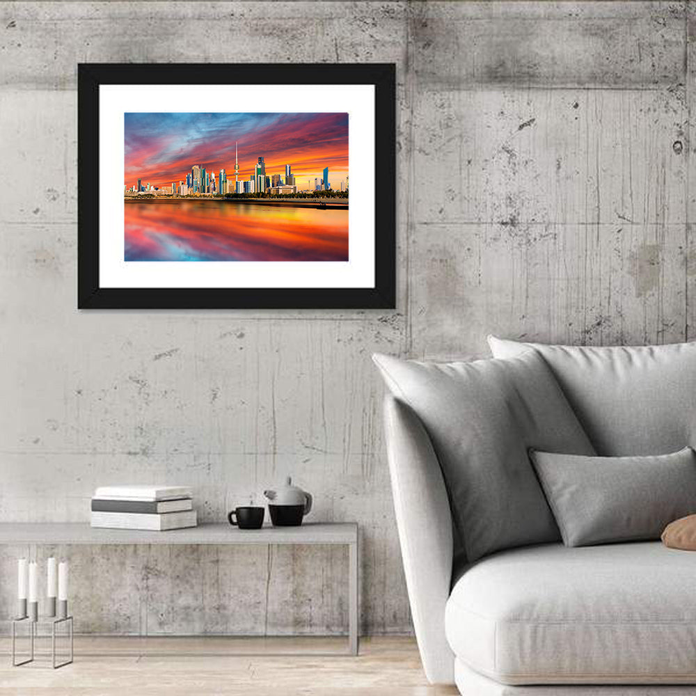 Shuwaikh Port at Dusk Wall Art in a room, landscape