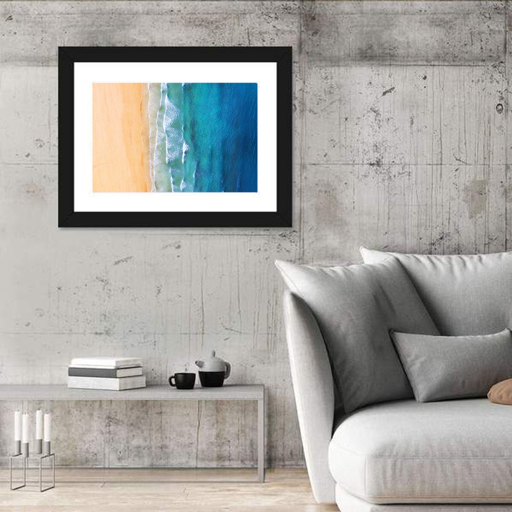 Aerial Iceland Coastline Wall Art in a room, landscape