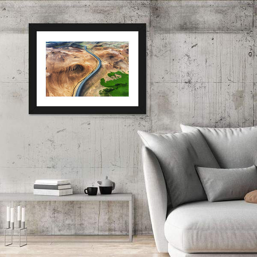 Winding Road in Geysers Valley Wall Art in a room, landscape