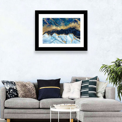 Navy Blue Marble with Gold Veins Wall Art