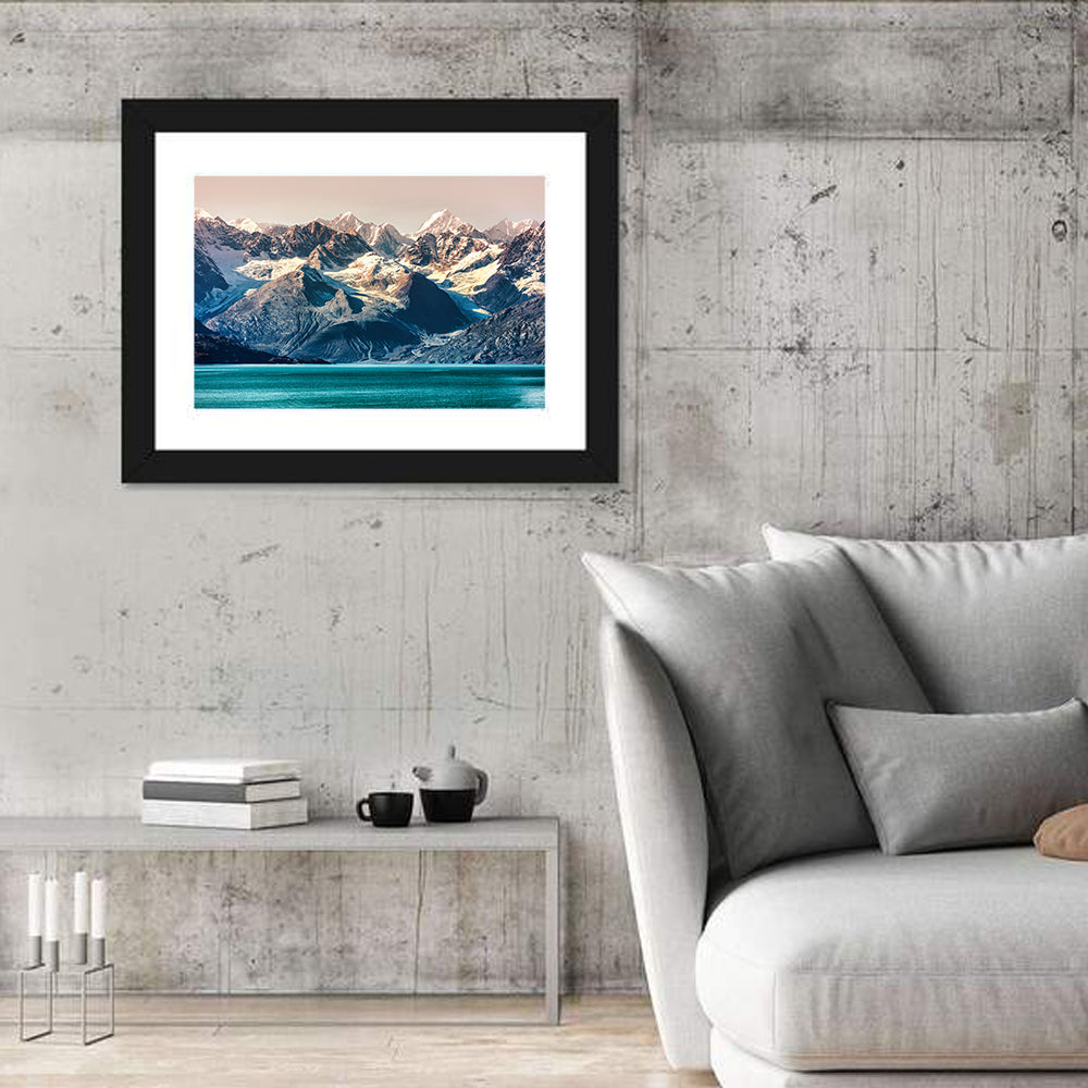 Glacier Bay Turquoise Waters Wall Art in a room, landscape