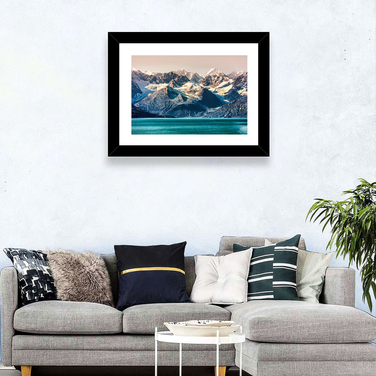 Glacier Bay Turquoise Waters Wall Art in a room, landscape