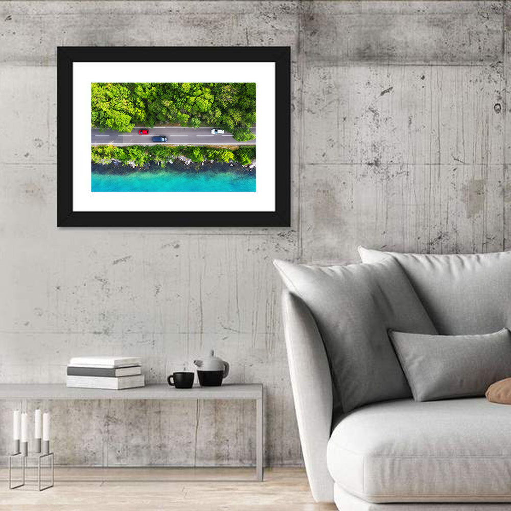 Sea Coast Highway Wall Art in a room, landscape