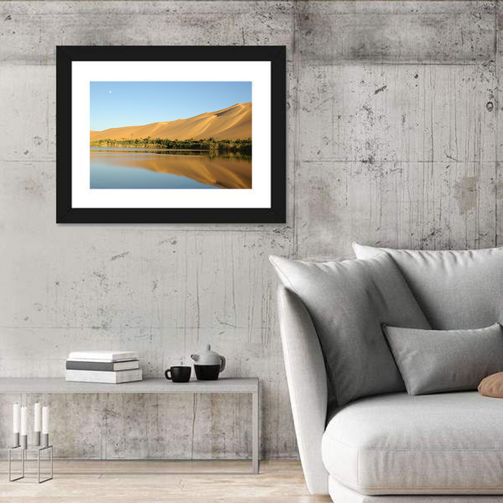 Desert Oasis Reflection Wall Art in a room, landscape