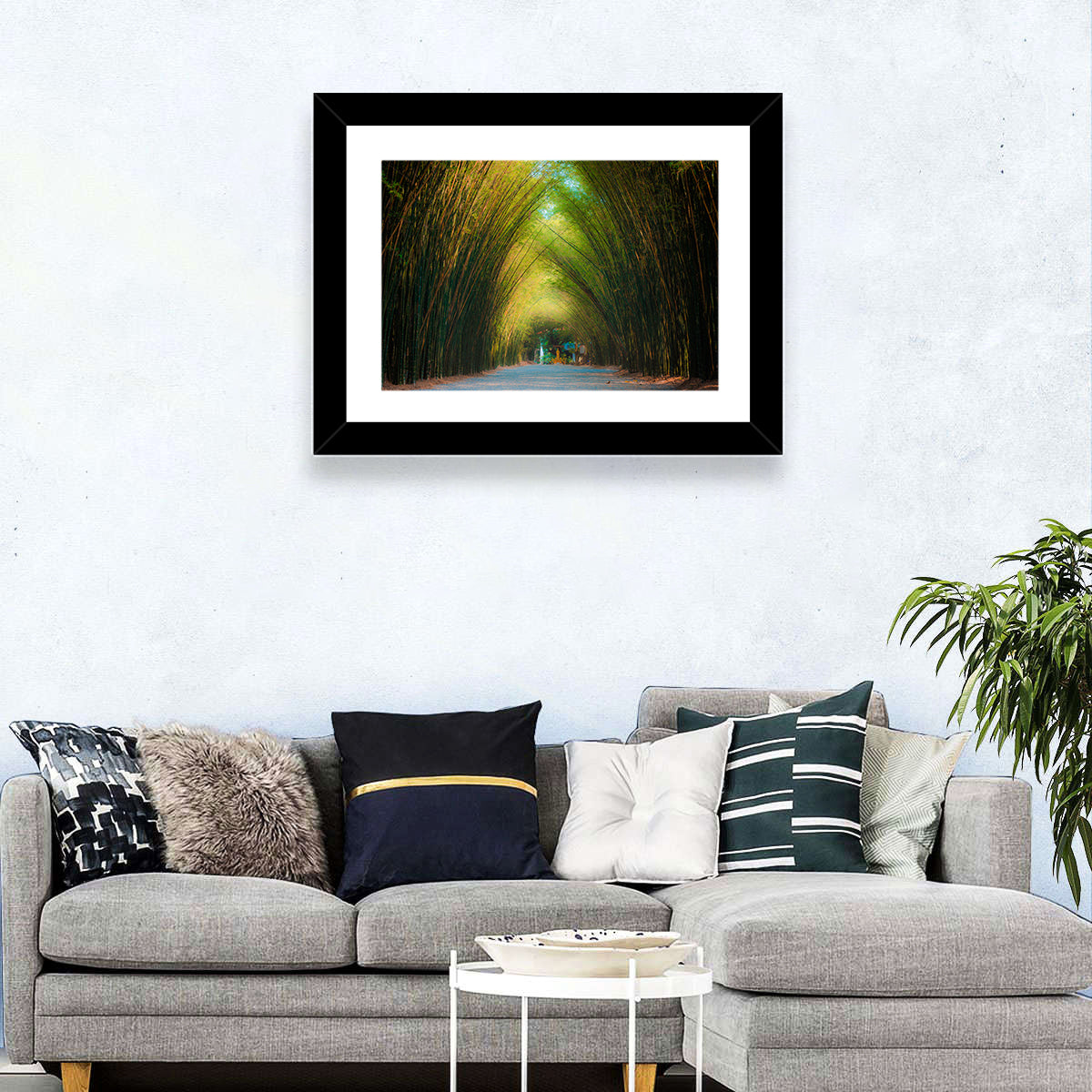Arched Bamboo Tunnel Wall Art in a room, landscape