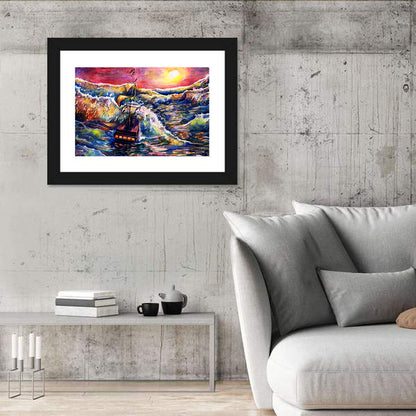 Stormy Sunset Sailing Ship Wall Art