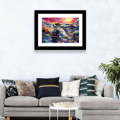 Stormy Sunset Sailing Ship Wall Art