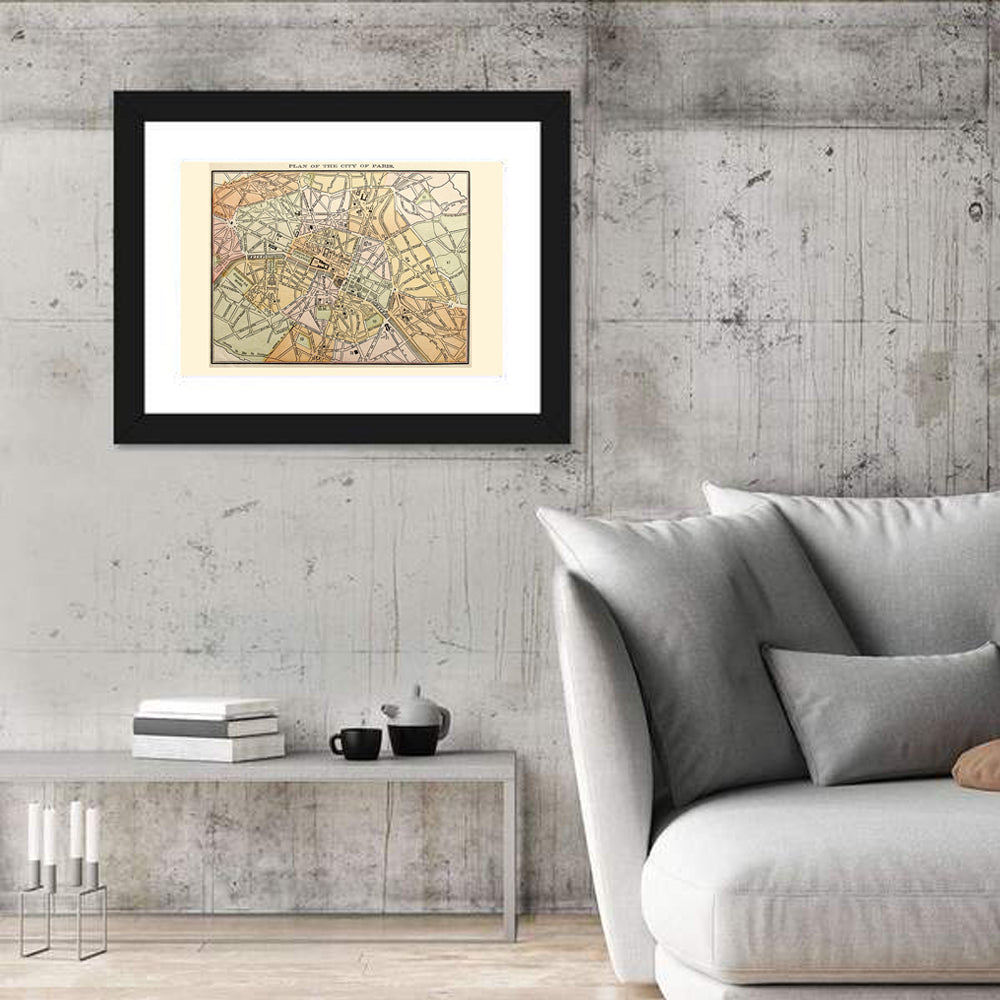 Plan of Paris Wall Art in a room, landscape