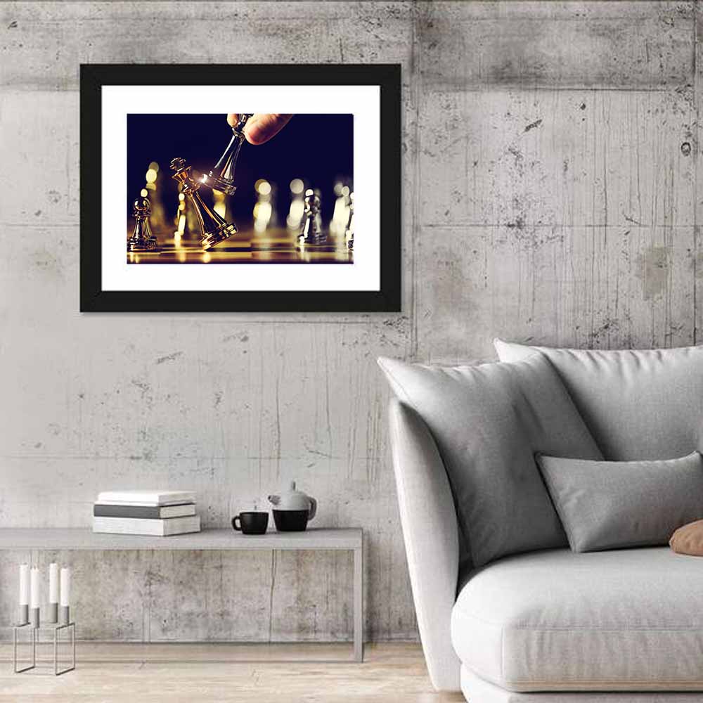 Gold and Silver Chess Closeup Wall Art