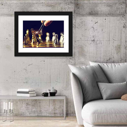 Gold and Silver Chess Closeup Wall Art