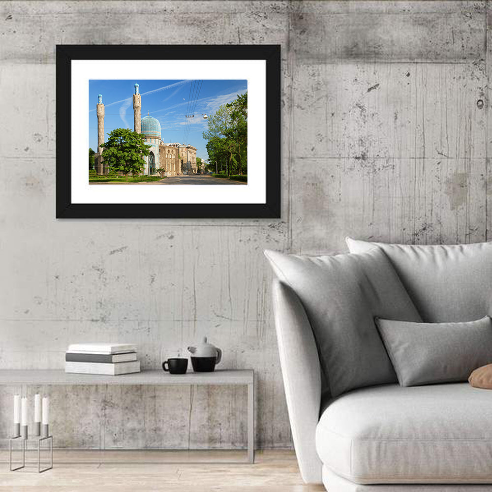 Saint Petersburg Mosque Blue Dome Wall Art in a room, landscape