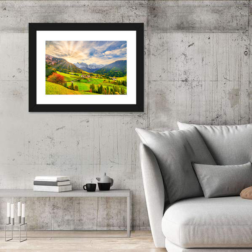 Santa Magdalena Valley at Golden Hour Wall Art in a room, landscape