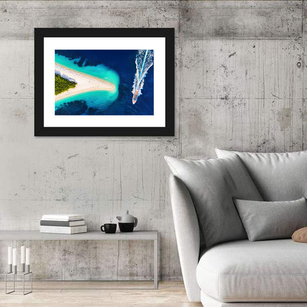 Zlatni Rat Beach Aerial, Bol Croatia Wall Art in a room, landscape
