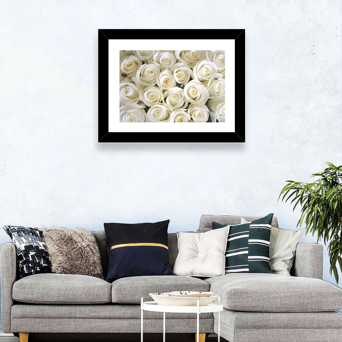 Silky Roses Wall Art in a room, landscape
