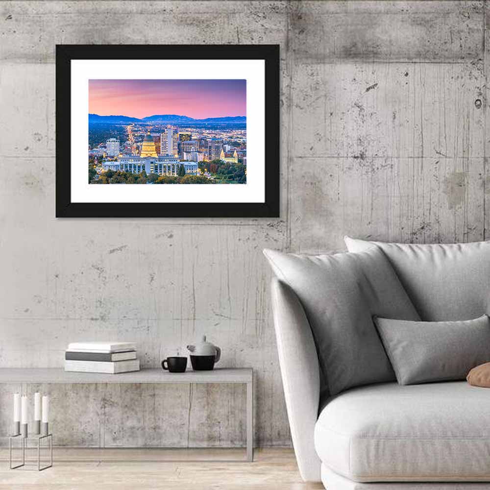 Salt Lake City Dusk Skyline Wall Art