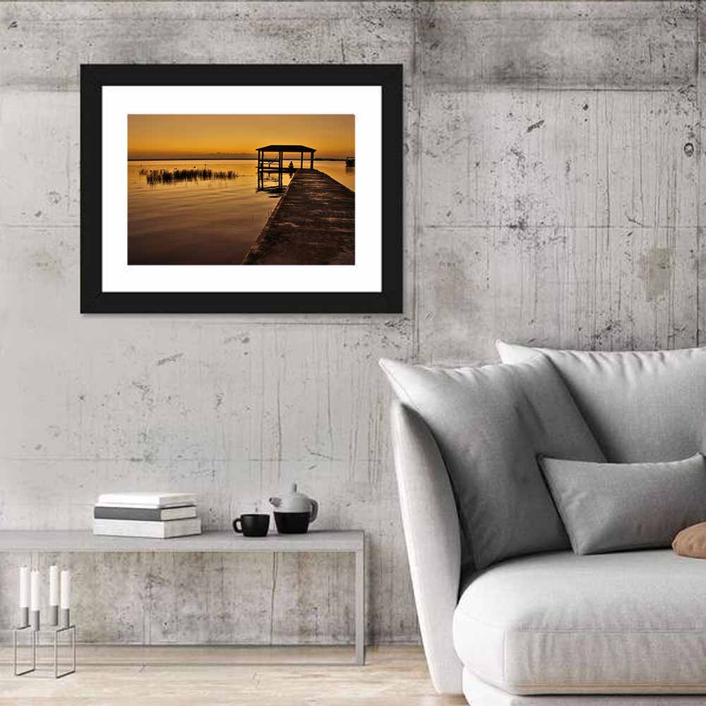 Bacalar Lagoon Pier at Dusk Wall Art