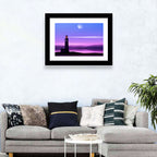 Moonlit Lighthouse Reflection Wall Art