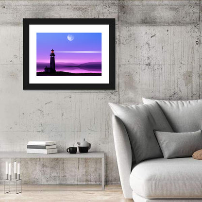 Moonlit Lighthouse Reflection Wall Art
