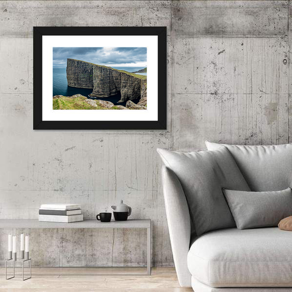 Trælanípa Cliff, Faroe Islands Wall Art in a room, landscape