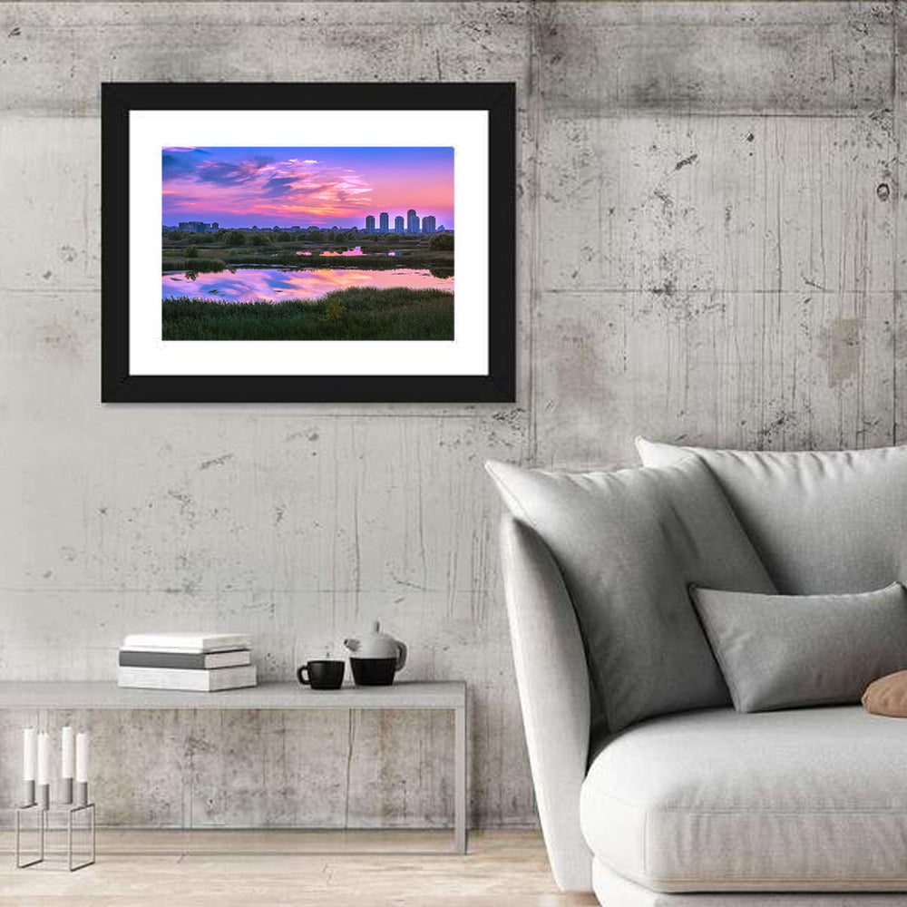 Vacaresti Park Sunset Reflection Wall Art