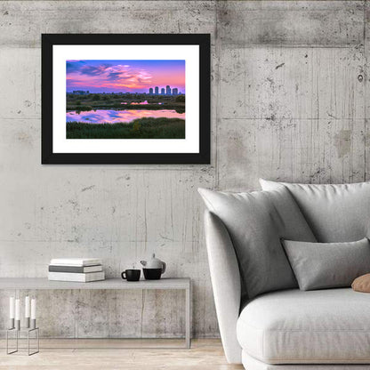 Vacaresti Park Sunset Reflection Wall Art