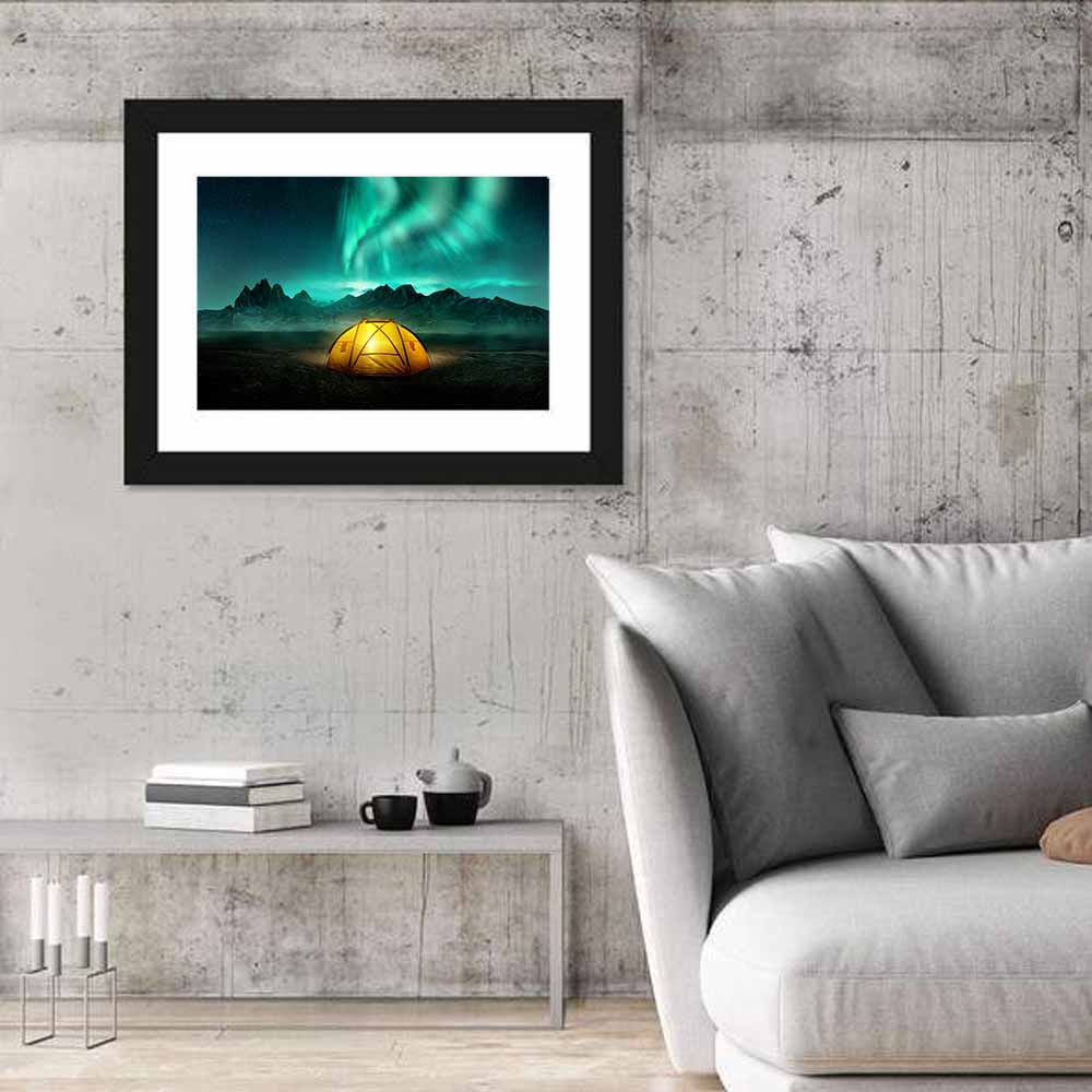 Tent Beneath Aurora Borealis Wall Art