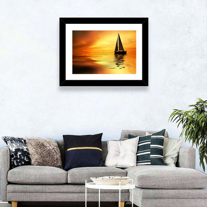 Golden Hour Sailboat Silhouette Wall Art