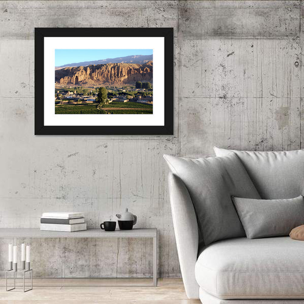 Bamiyan Valley Cliff Niche at Golden Hour Wall Art