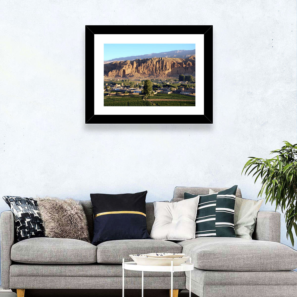 Bamiyan Valley Cliff Niche at Golden Hour Wall Art
