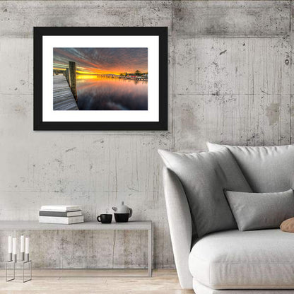 Meredith Bay Pier at Sunrise Wall Art