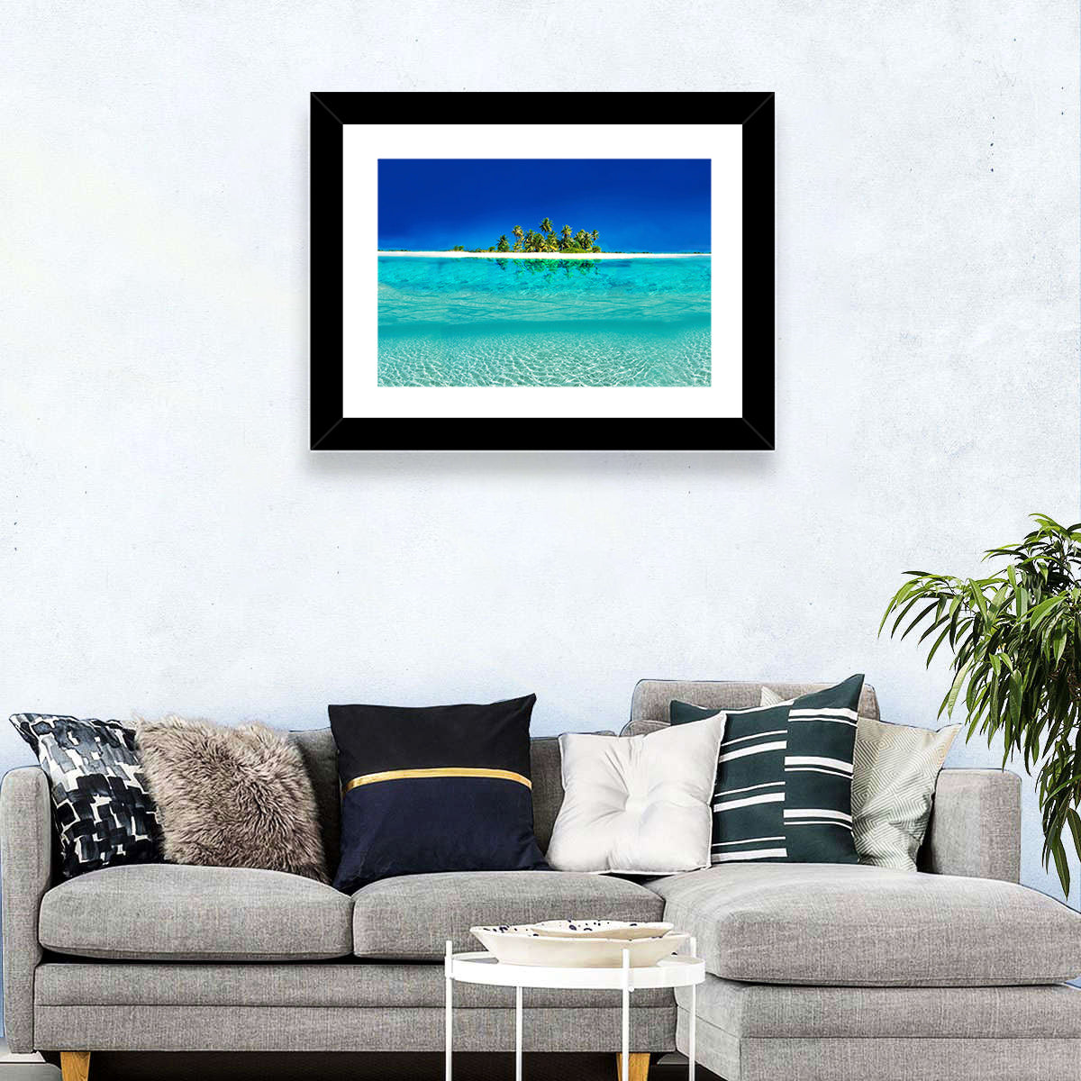 Tranquil Split-level Tropical Island Seascape Wall Art