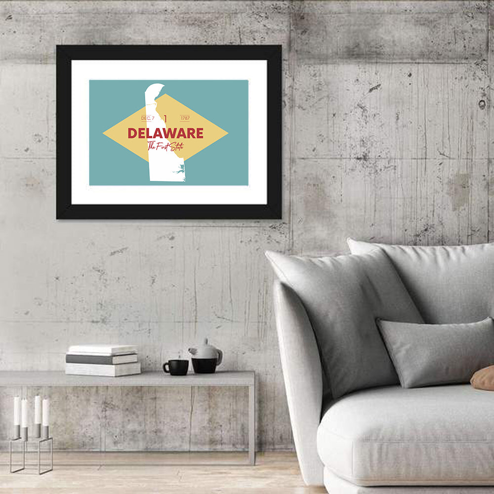 Delaware State Map Graphic Wall Art