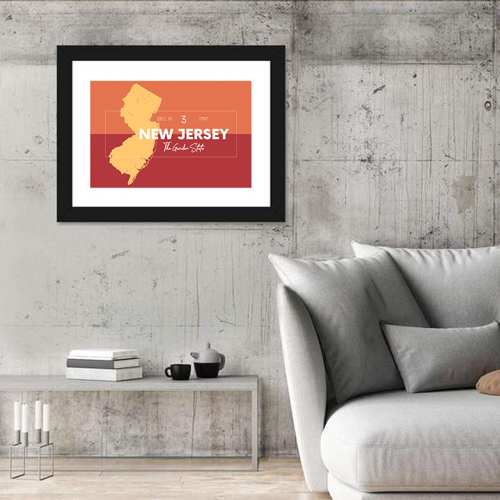 New Jersey State Map Wall Art in a room, landscape