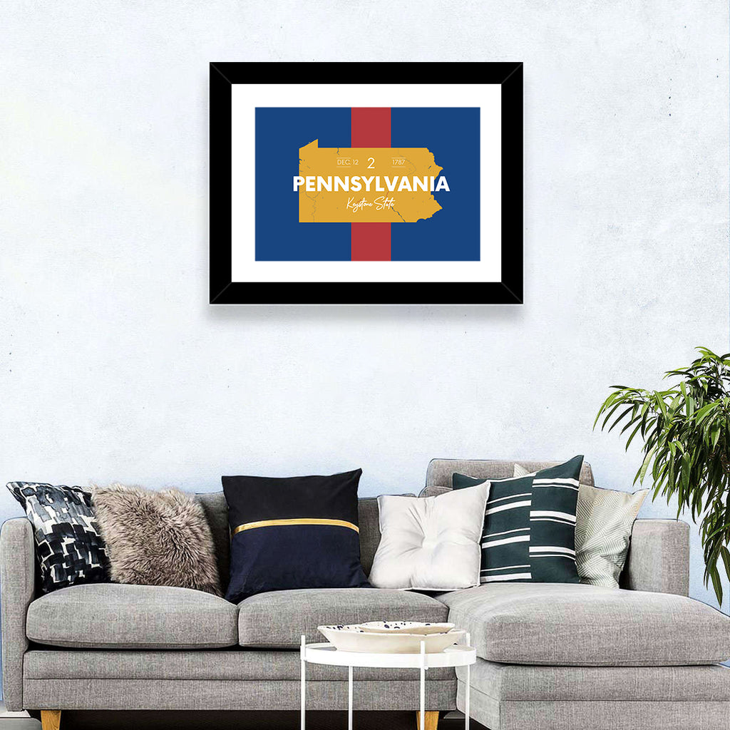 Keystone State Map Graphic Wall Art
